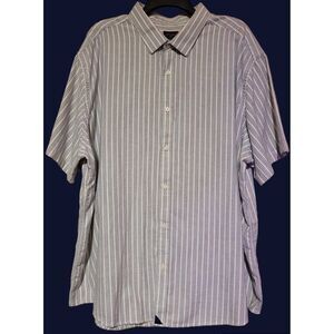 UnTuckIt Shirt Mens Button Short Slv Stripe Blue Gray XXXLC Rutherford Style